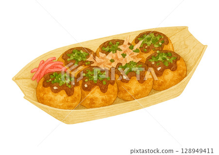 Takoyaki stand illustration (PNG cutout) 128949411