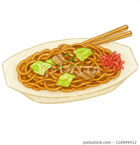 炒麵攤位插圖（PNG 剪貼畫） 128949412