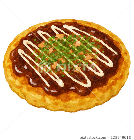 A plate of okonomiyaki (PNG cutout) 128949618