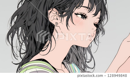 一名年輕女子做出親吻手勢（請求親吻） 128949848