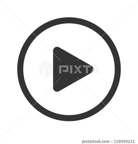 Black play icon isolated on white background. Video player element. Push, click, start or record button for movie screen or multimedia app window interface. Vector graphic illustration Black play icon isolated on white background. Video player element. Push, click, start or record button for movie screen or multimedia app window interface. Vector graphic illustration 128950222
