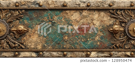 Vintage textured wall panel design 128950474
