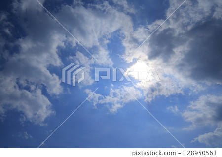 blue sky and white clouds 128950561