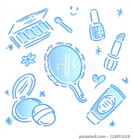可愛的化妝品插圖素材集 128951029