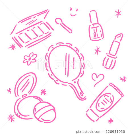 可愛的化妝品插圖素材集 可愛的化妝品插圖素材集 128951030