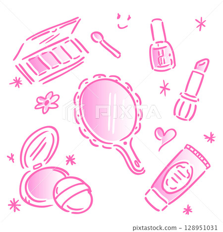 可愛的化妝品插圖素材集 可愛的化妝品插圖素材集 128951031
