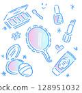 Cute cosmetics illustration material set 128951032