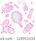 Cute cosmetics illustration material set 128951034