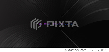 Abstract black curve lines and halftone background. Futuristic hi-technology concept. Business banners, flyers, and presentations 128951036