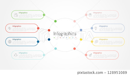 Infographic 8 options design elements for your business data. Vector Illustration. Infographic 8 options design elements for your business data. Vector Illustration. 128951089