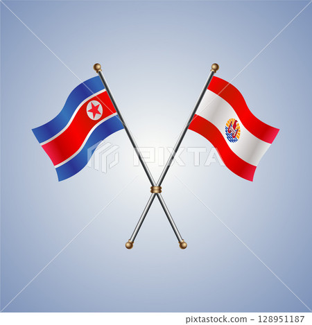 North Korea and French Polynesia flag. Vector Illustration North Korea and French Polynesia flag. Vector Illustration 128951187