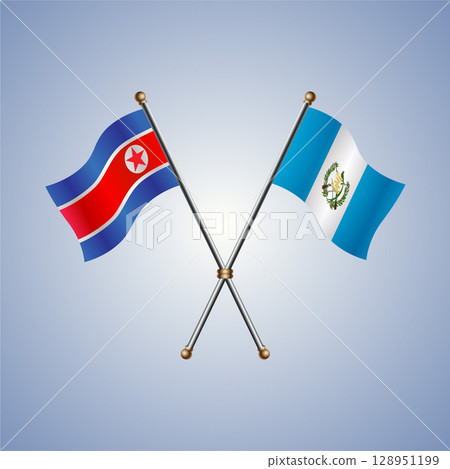 North Korea and Guatemala flag. Vector Illustration North Korea and Guatemala flag. Vector Illustration 128951199