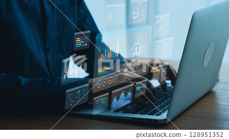 AI Brain Processing Data with Generative Artificial Intelligence Concept Elide 128951352