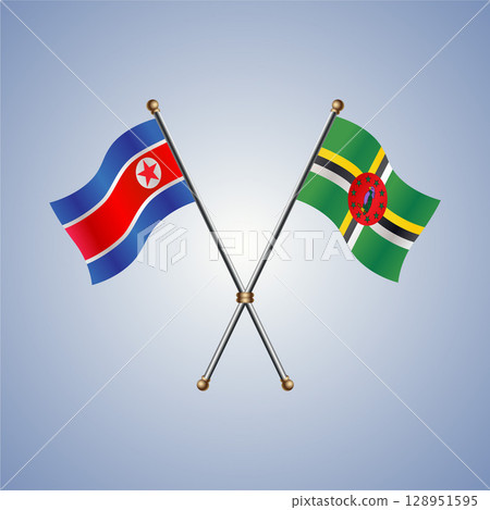 North Korea and Dominica flag. Vector Illustration 128951595
