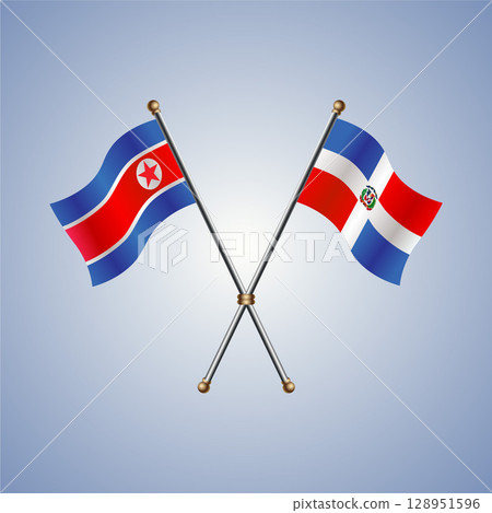 North Korea and Dominican Republic flag. Vector Illustration North Korea and Dominican Republic flag. Vector Illustration 128951596
