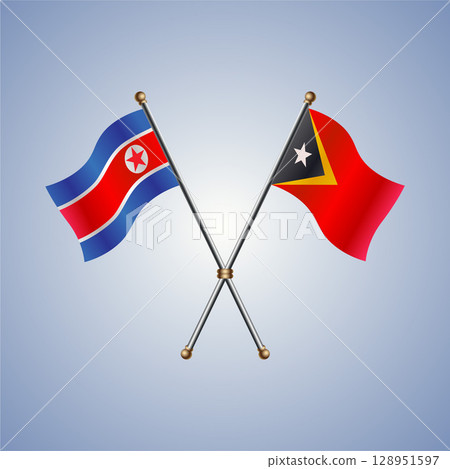 North Korea and East Timor flag. Vector Illustration North Korea and East Timor flag. Vector Illustration 128951597