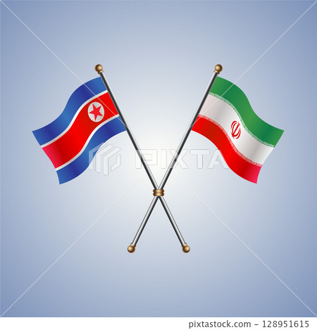 North Korea and Iran flag. Vector Illustration 128951615