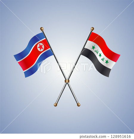 North Korea and Iraq flag. Vector Illustration North Korea and Iraq flag. Vector Illustration 128951616