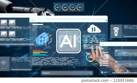 AI Brain Processing Data with Generative Artificial Intelligence Concept Muxer 128951666
