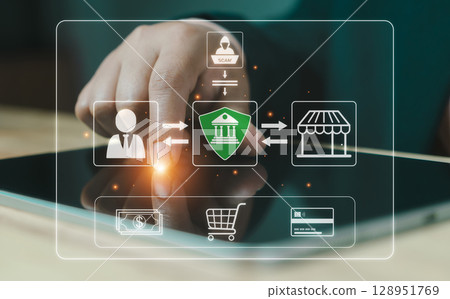 Order Confirmed. Online payment with digital marketing, Online shopping and e-commerce. Banking online payment Approved concept button. Credit card and network connection icon on business technology. Order Confirmed. Online payment with digital marketing, Online shopping and e-commerce. Banking online payment Approved concept button. Credit card and network connection icon on business technology. 128951769