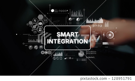 Futuristic Digital Interface Showcasing Smart Integration with Data Visualizations and Minimalist Design Elements. Asymptotic smart data analytic Futuristic Digital Interface Showcasing Smart Integration with Data Visualizations and Minimalist Design Elements. Asymptotic smart data analytic 128951791