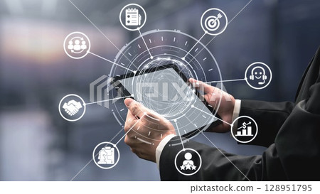CRM Customer Relationship Management Platform with Data Analytic User Tool Spire 128951795
