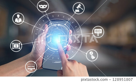 Online auction concept for digital bidding and sales Spire 128951807