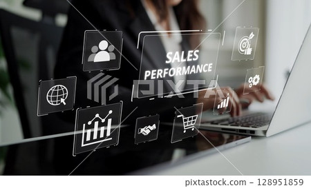 Sales Performance Dashboard with Sales Metrics, Targets, and Conversion Muxer 128951859