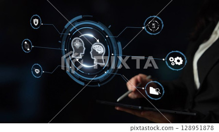 AI Brain Processing Data with Generative Artificial Intelligence Concept Muxer AI Brain Processing Data with Generative Artificial Intelligence Concept Muxer 128951878