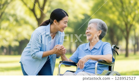 Joyful Moment Between Generations in a Park - AI-generated image 128952527