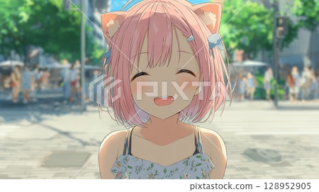 貓耳肖像 貓耳肖像 128952905