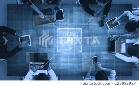AI Brain Processing Data with Generative Artificial Intelligence Concept Spline 128952957