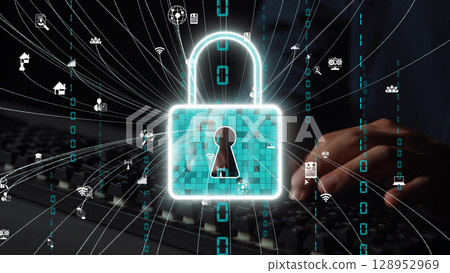 Security Concept with Digital Lock and Cyber Symbols Representing Data Protection, Online Privacy, and Internet Safety in Technology Sphere xenic Security Concept with Digital Lock and Cyber Symbols Representing Data Protection, Online Privacy, and Internet Safety in Technology Sphere xenic 128952969