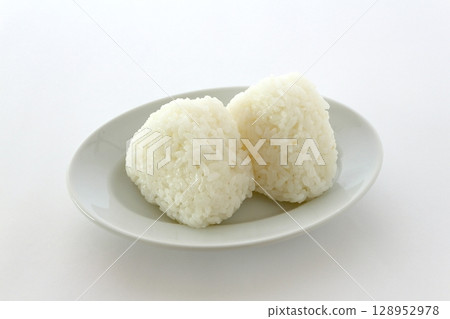 Salted rice ball on white background Salted rice ball on white background 128952978