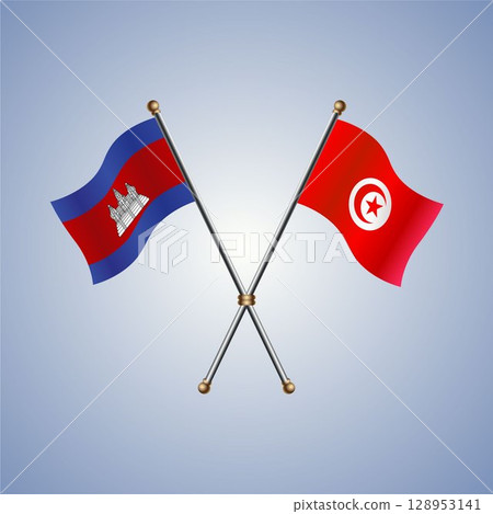 North Korea and Tunisia flag. Vector Illustration North Korea and Tunisia flag. Vector Illustration 128953141