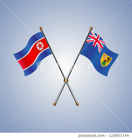North Korea and Turk and Caicos flag. Vector Illustration 128953144