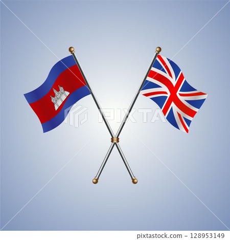 North Korea and United Kingdom flag. Vector Illustration 128953149