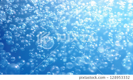 Background of many bubbles floating in water 128953332