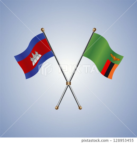 North Korea and Zambia flag. Vector Illustration North Korea and Zambia flag. Vector Illustration 128953455