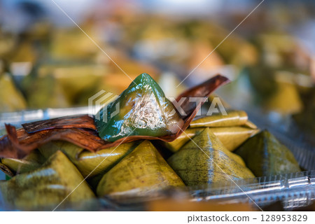 Nian gao or Chinese New Year's cake is sweet food Nian gao or Chinese New Year's cake is sweet food 128953829