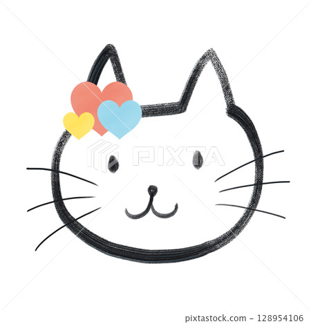 Hand-drawn relaxing cat - suitable for various occasions 128954106