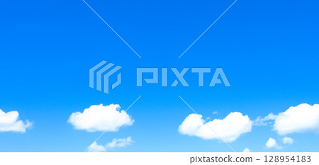 清新的藍天和白雲的簡單風景 128954183