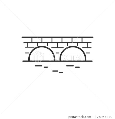 石橋（眼鏡橋）向量圖示（線條畫、單色） 128954240