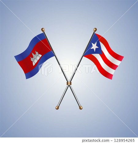 North Korea and Puerto Rico flag. Vector Illustration 128954265