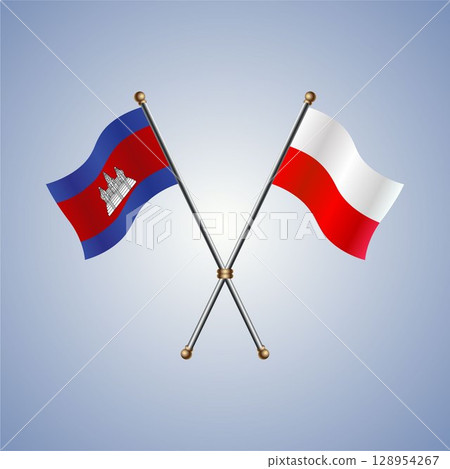 North Korea and Poland flag. Vector Illustration North Korea and Poland flag. Vector Illustration 128954267