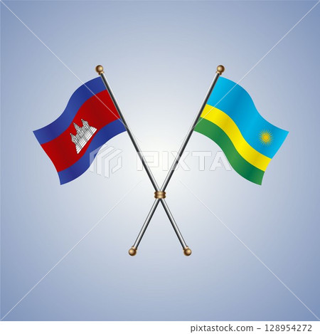 North Korea and Rwanda flag. Vector Illustration 128954272