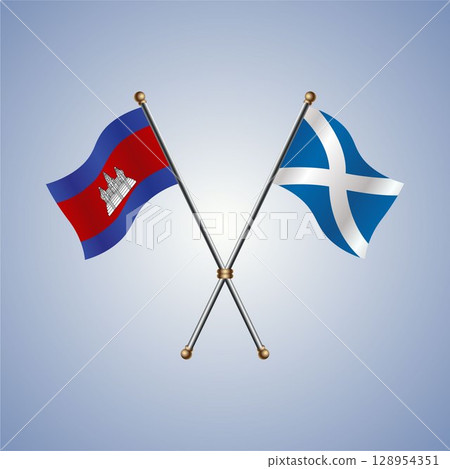 North Korea and Scotland flag. Vector Illustration 128954351