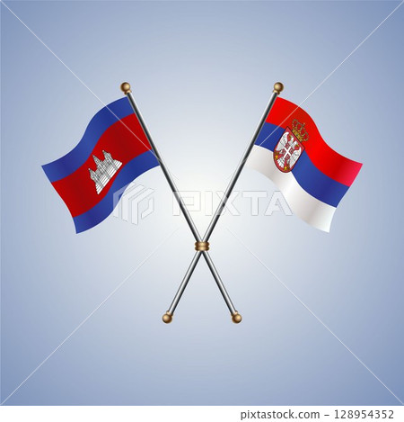 North Korea and Serbia flag. Vector Illustration 128954352