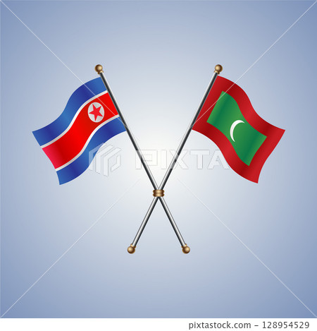North Korea and Maldives flag. Vector Illustration 128954529