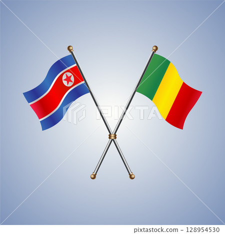 North Korea and Mali flag. Vector Illustration 128954530
